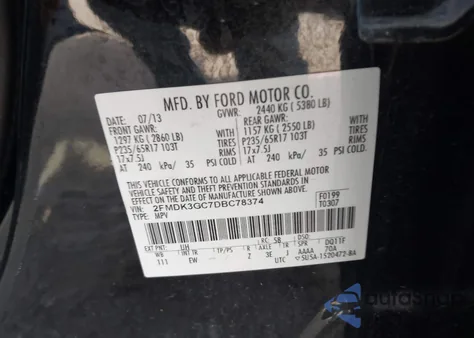 2013 Ford Edge Se from USA, damaged, VIN 2FMDK3GC7DBC78374